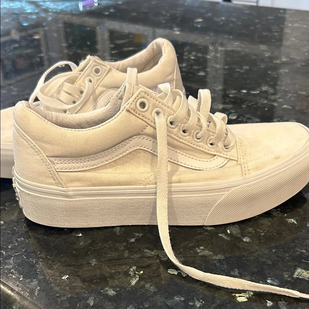 Vans Women's White Platform Sneakers - Picture 2 of 6